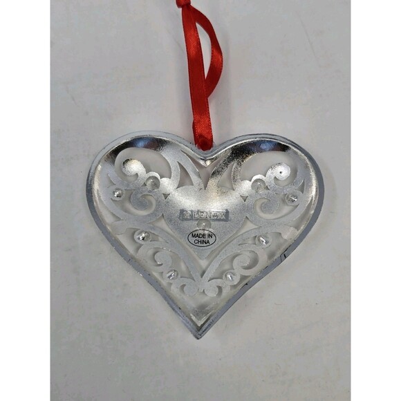 VINTAGE LENOX CHRISTMAS ORNAMENT BUNDLE SNOW MAJESTY SNOWFLAKE HEART SILVER TONE - Picture 8 of 15